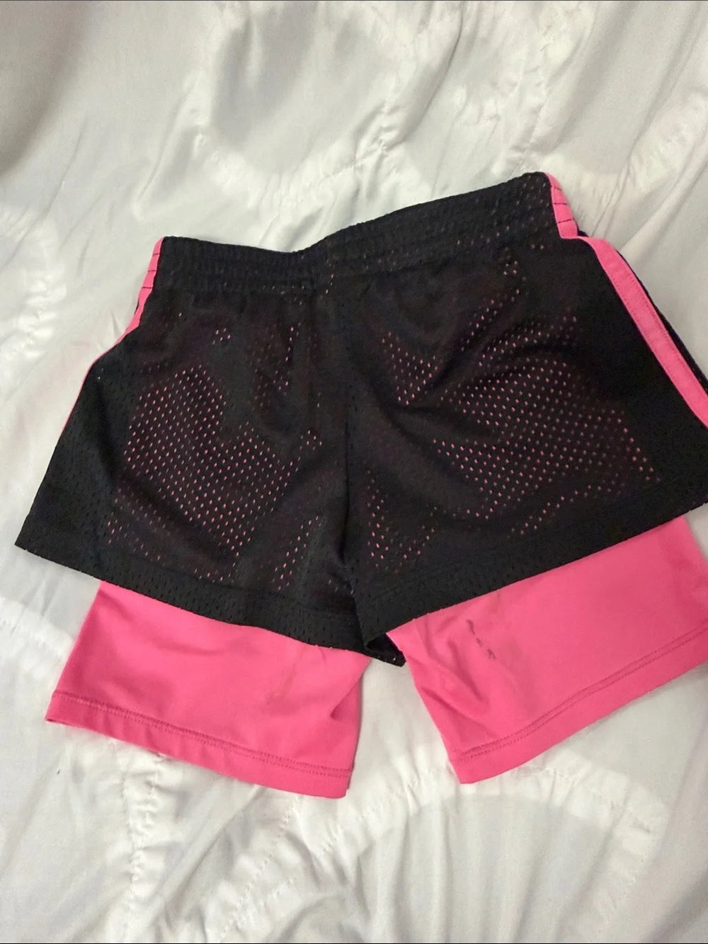Champion Black Mesh Shorts with Pink shorts